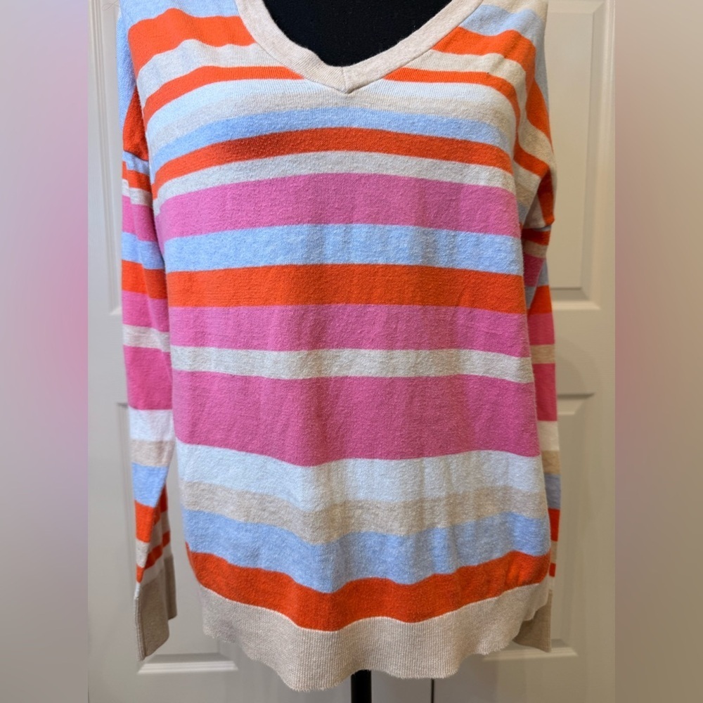 GAP Colorful Striped V-Neck Sweater - Picture 3 of 7